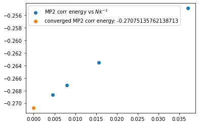 Extrapolated MP2 correlation energy of diamond